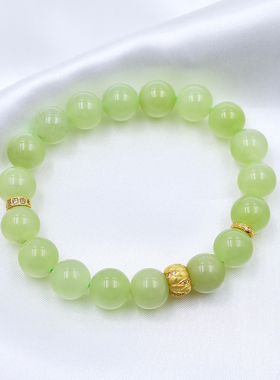 SereniGem谧彩境 天然和田玉18k金新疆黄口和田玉手串