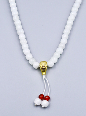 SereniGem谧彩境 s925天然和田白玉老型念珠珠串