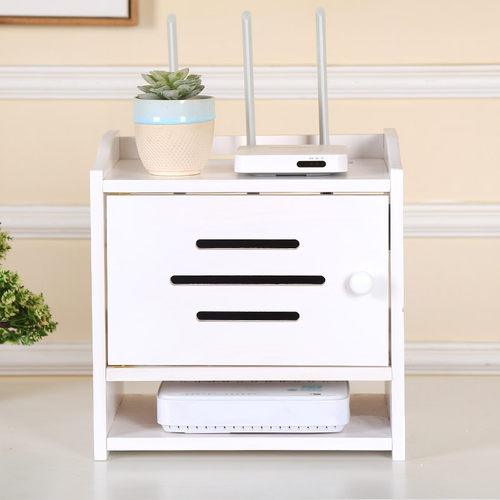 实木路由器收纳盒无线wifi收纳架子机顶盒插线板电线整理盒置物架 - 图1