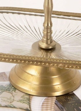 印度进口黄铜首饰展示架托 托盘双层收纳盘卧室桌面V小饰品摆件道