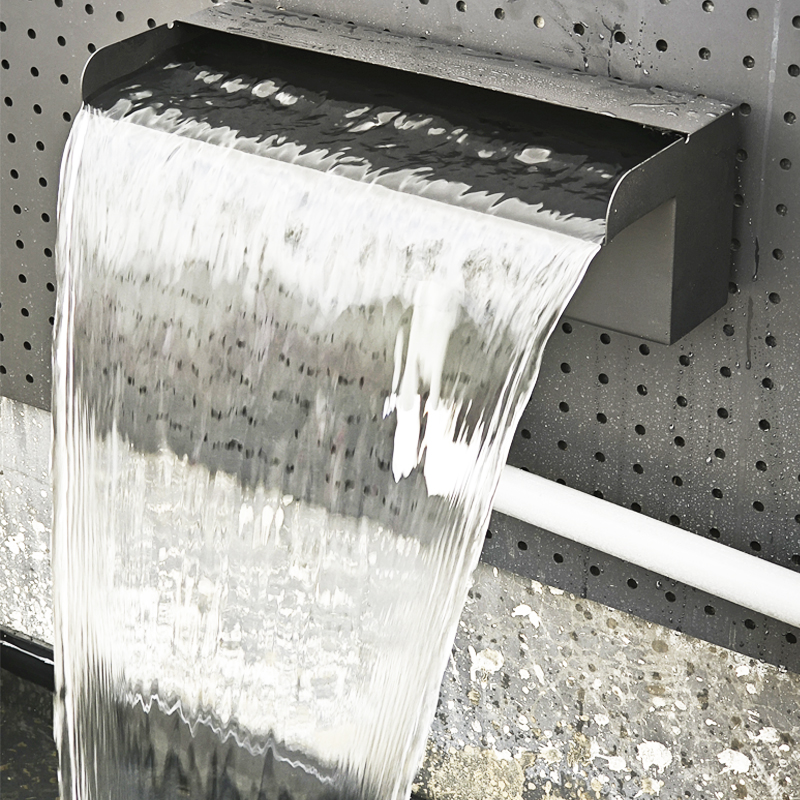 不锈钢瀑布出水口景观鱼池庭院水池黑色造景流水墙水幕叠水水帘 - 图2