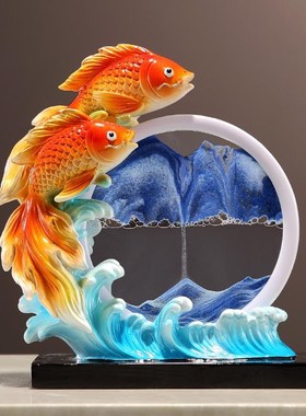 创意年年有鱼红酒架子收纳摆x件家居客厅酒柜电视柜轻奢高级感装