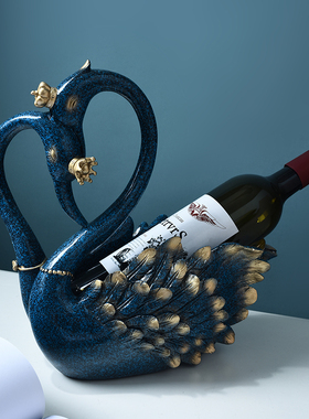 欧式家居天鹅红酒架客厅酒柜餐桌酒托玄关装饰品R摆件创意送礼礼