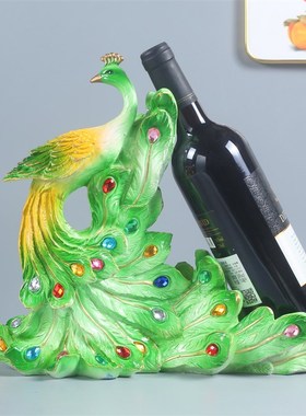 孔雀红酒架摆件轻奢高档家居w客厅酒柜装饰品乔迁新居送朋友闺蜜