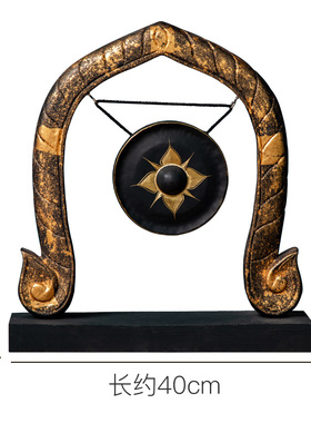异丽东南亚风格实木装饰品摆件客厅电视柜摆设泰国工艺品会所铜锣