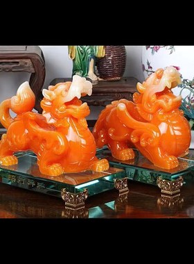 妙如意 貔貅摆件琉璃貔貅工艺礼品客厅装饰店铺开业新居乔迁饰品