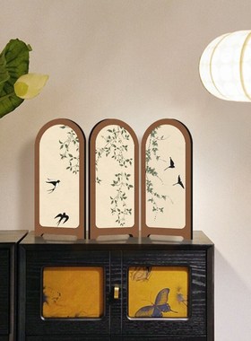 《燕归》中古风花鸟屏风桌面装饰摆件电视柜创意高级感摆画装饰画