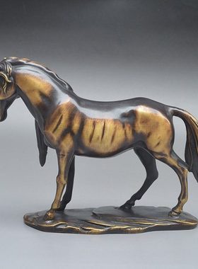 纯铜仿古生肖马到成功摆件办公室客厅博物架装饰招财摆设工艺礼品