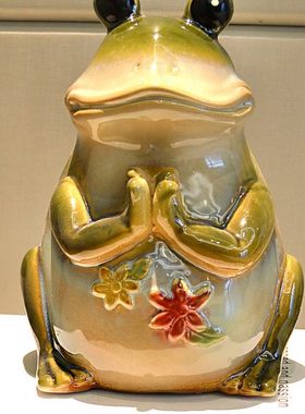 创意动物青蛙摆件陶瓷花园庭院摆设露台桌面家居客厅装饰工艺品