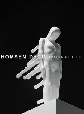 从上现代抽象创意白色树脂人物雕塑摆件样板N玄关客厅售楼处装饰