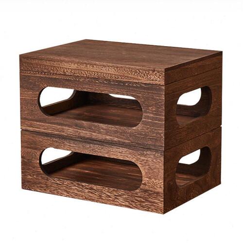 实木木盒桌面带盖储物箱杂物整理收纳盒筐套盒置物架镂空办公CD盒 - 图3