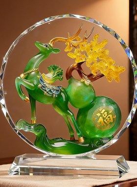 一路发财水晶摆件家居客厅玄关电视柜装饰品乔迁开业礼品桌面摆台