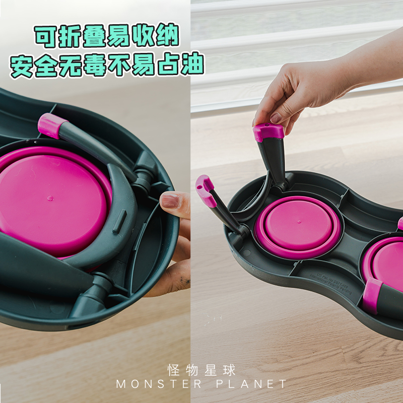 Dexas 架h子折叠碗宠物碗水碗防打翻狗碗食盆大容量高脚保护颈椎 - 图2