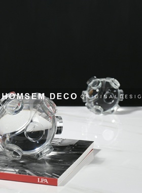 现代简约轻奢水晶玻璃球s摆件样板房创意软装饰品家居客厅桌面摆