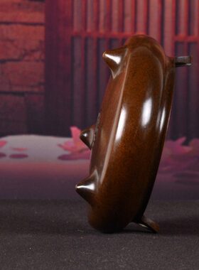 纯铜圆肚矮腹蛐耳炉大号仿古大明宣德檀香炉家居室内招财供佛摆件