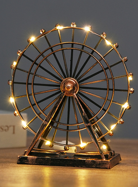 欧式复古b铁艺做旧工艺摩天轮模型创意家居客厅酒柜装饰品摆件摆
