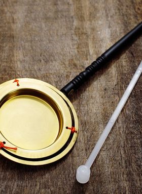 台湾纯铜铛子直柄铛子引磬铜磬助念用品档子当子送布袋包邮