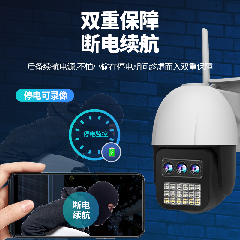 乔安360度全景无死角摄像头连手机远程室外无需网络家用4G监控器 - 图1