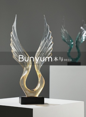 现代简约创意艺术翅膀雕塑摆件样板间家居售楼处酒柜玄.关软装饰