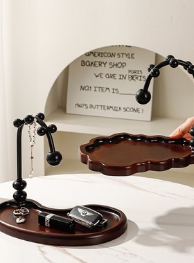 玄关钥匙首饰收纳摆n件轻奢高档客厅桌面入户门口装饰中古风置物