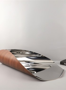 现代简约创意不锈钢几何卷边银色托盘果盘L客厅卧室办公室家居摆