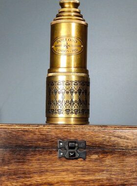 古玩回流纯铜手工单筒望远镜伸缩式复古高清望眼镜古董收藏