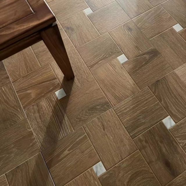 Medieval style Versailles wood grain K brick living room bedroom imitation wood floor tile grid parquet bed and breakfast retro floor