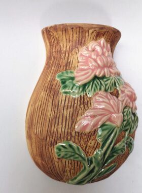 石湾公仔陶瓷装饰摆件居家挂墙阳台客厅送礼菊花挂瓶手工上釉画花