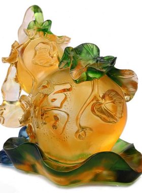 班德拉斯 古法琉璃福禄双至工艺品摆件 家居客厅装饰乔迁祝寿礼品