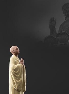 久造创意中式陶瓷小和尚摆件禅意小沙弥家居博古架摆设鱼缸装饰品