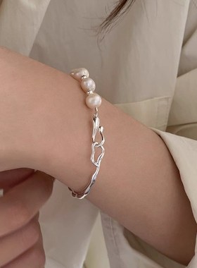 韩式韩版轻奢小众设计p感珍珠半镯手链女简约气质百搭高级ins手饰