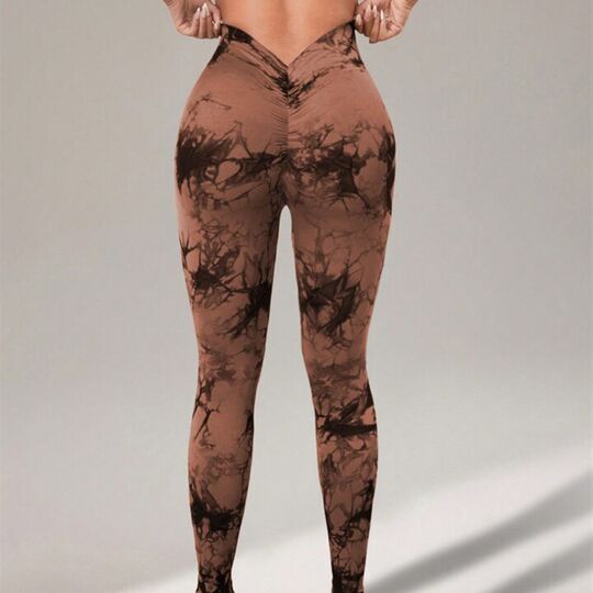 New color cross-border aV waist tie-dye yoga pants for women outdoor sports and fitness high-waist hip-raising running training tights