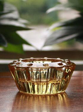 琉璃水晶莲子烛台家用工艺品酥油蜡烛黄水晶灯座灯架供灯供灯摆件