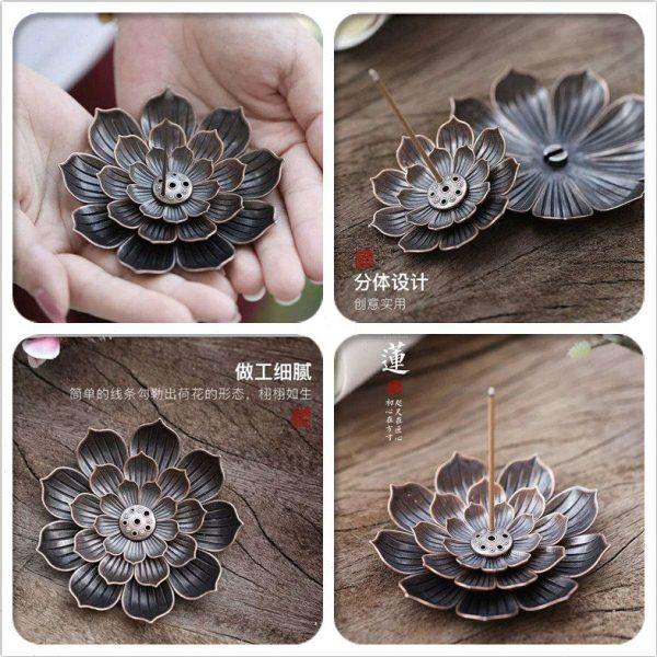 香插荷风莲花仿古铜茶道多孔檀线香炉线香香座托供佛禅意香薰炉,淘宝优惠券,粉丝福利购,淘宝优惠卷