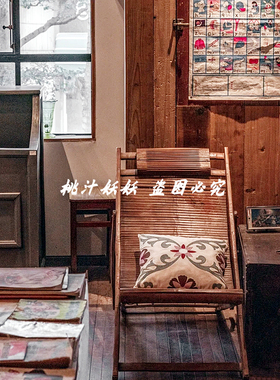 老式家俱木头板凳折叠椅长条凳躺椅插秧凳农村老物件怀旧装饰摆饰