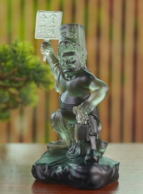 手工真琉璃黑白无常桌面工艺摆件七爷八爷家用客厅装饰品谢范将军