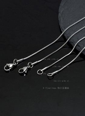 不掉色钛钢蛇骨链项链男女潮酷高级感银色颈链锁骨链黑帮少爷Apo