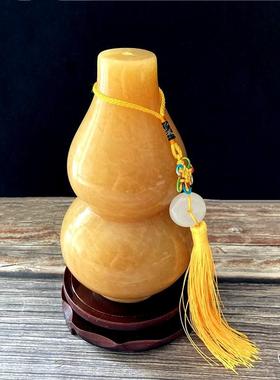 玉葫芦摆件天然玉石黄玉白玉葫芦招财福禄风水办公室客厅装饰礼品