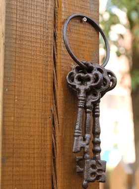 tyttw铸铁钥匙串装饰摆件墙面挂饰件复古欧式杂货花园庭院别墅户