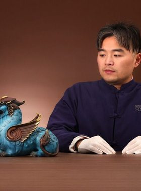 宽和 霸王貔貅纯黄铜玄关摆件办公室客厅装饰品家居开业搬家礼品