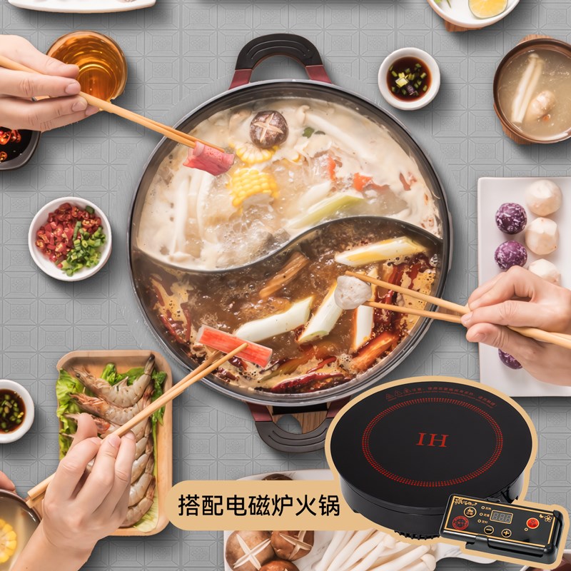 304不锈钢圆桌开孔电磁炉火锅边B炉炭炉烧烤取暖夜市户外餐厅饭桌 - 图2