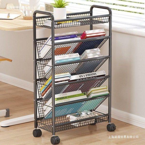 书架落地多层小推车置物架书桌旁带轮可移动简易儿童铁艺收纳架子,淘宝优惠券,粉丝福利购,淘宝优惠卷