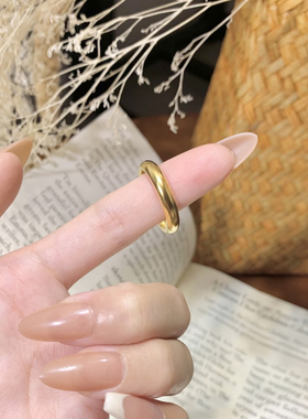 正品泥鳅背戒指金包银999实心素圈指环金店同款情侣对戒24k送礼物