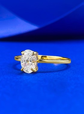 慕景珠宝 ins风鸽子蛋时尚基础款1克F拉单钻戒指S925银欧美风钻戒