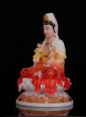 汉白玉送子观音佛像送子娘娘神像供奉家用观音菩萨结婚礼摆件