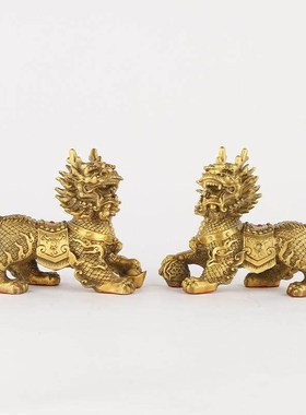 厂家祥瑞麒麟一对铜麒麟摆件家居工艺品礼品办公室店铺摆放