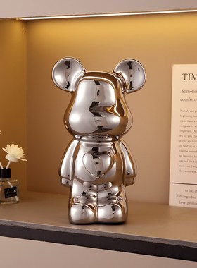 领结暴力熊托盘轻奢高级感客厅玄关收纳摆件酒柜电视柜工艺装饰品