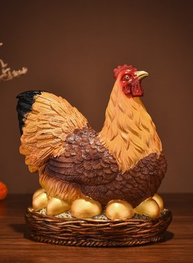 铜掌柜铜鸡摆件金鸡下蛋孵蛋母鸡生肖鸡开业礼品家居办公室装饰品