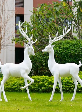 仿铜抽象梅花鹿玻璃钢动物雕塑景区公园草坪别墅花园小品装饰摆件
