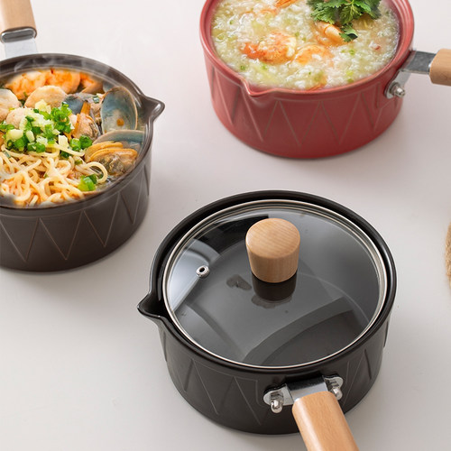 陶瓷奶锅砂锅家用燃气炖锅宝宝儿童辅食专用锅煮泡面热单人小砂锅 - 图3